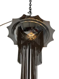 Art Deco Chandelier, Chrome & Glass, Dutch Design, 1930s